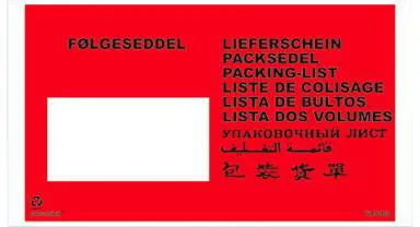 Docustick lähetyslista-tasku painatuksella 10 kieltä C65 225 mm x 122 mm